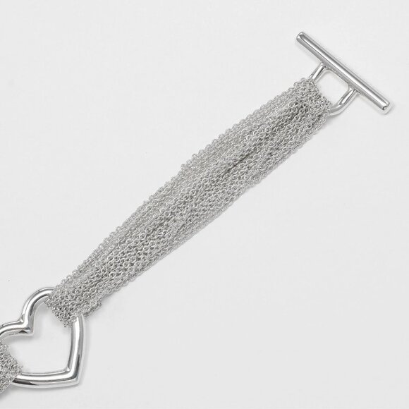 TIFFANY&Co. Open Heart Toggle Bracelet Wrist Size6.6" Silver925 33.9g Women - Picture 4 of 9